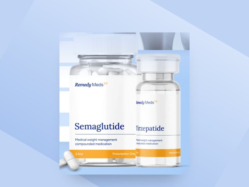 RemedyMeds compounded semaglutide and tirzepatide bottles