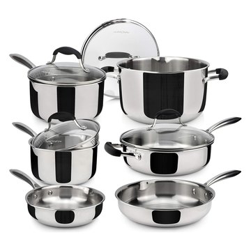 AVACRAFT 10-piece 18/10 stainless steel cookware set with glass strainer lids